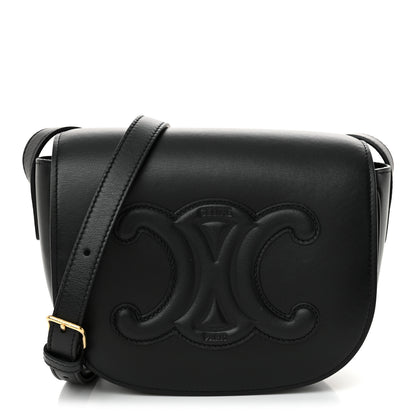 Celine Smooth Calfskin Cuir Triomphe Folco Crossbody Bag Black 1 of 14