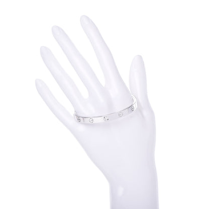 Cartier 18K White Gold 1 Diamond LOVE Cuff Bracelet 17 2 of 6