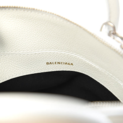 Balenciaga Grained Calfskin Logo XXS Ville Top Handle Bag White Fluo Pink 5 of 9