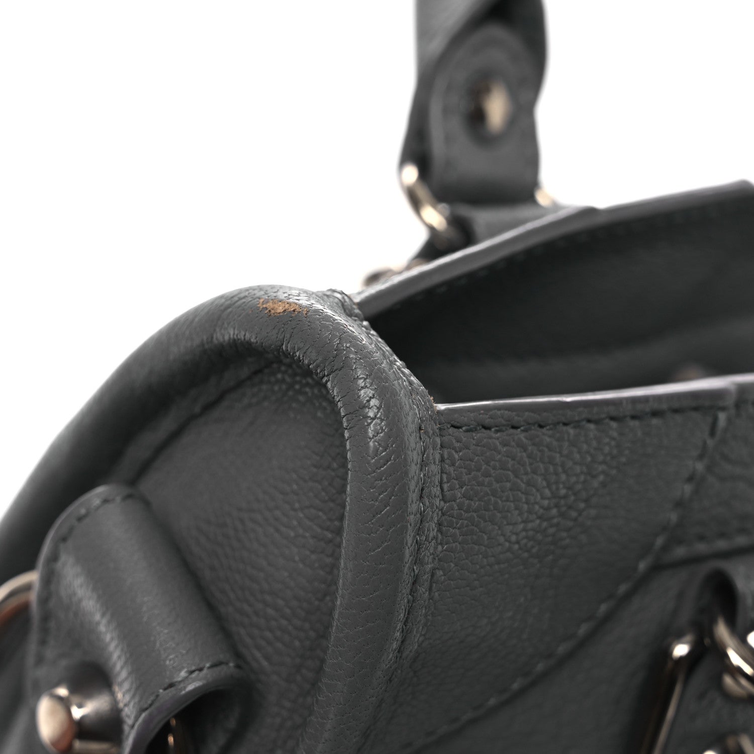 Balenciaga Chevre Silver Metallic Edge Hardware Mini City Bleu Acier 12 of 14