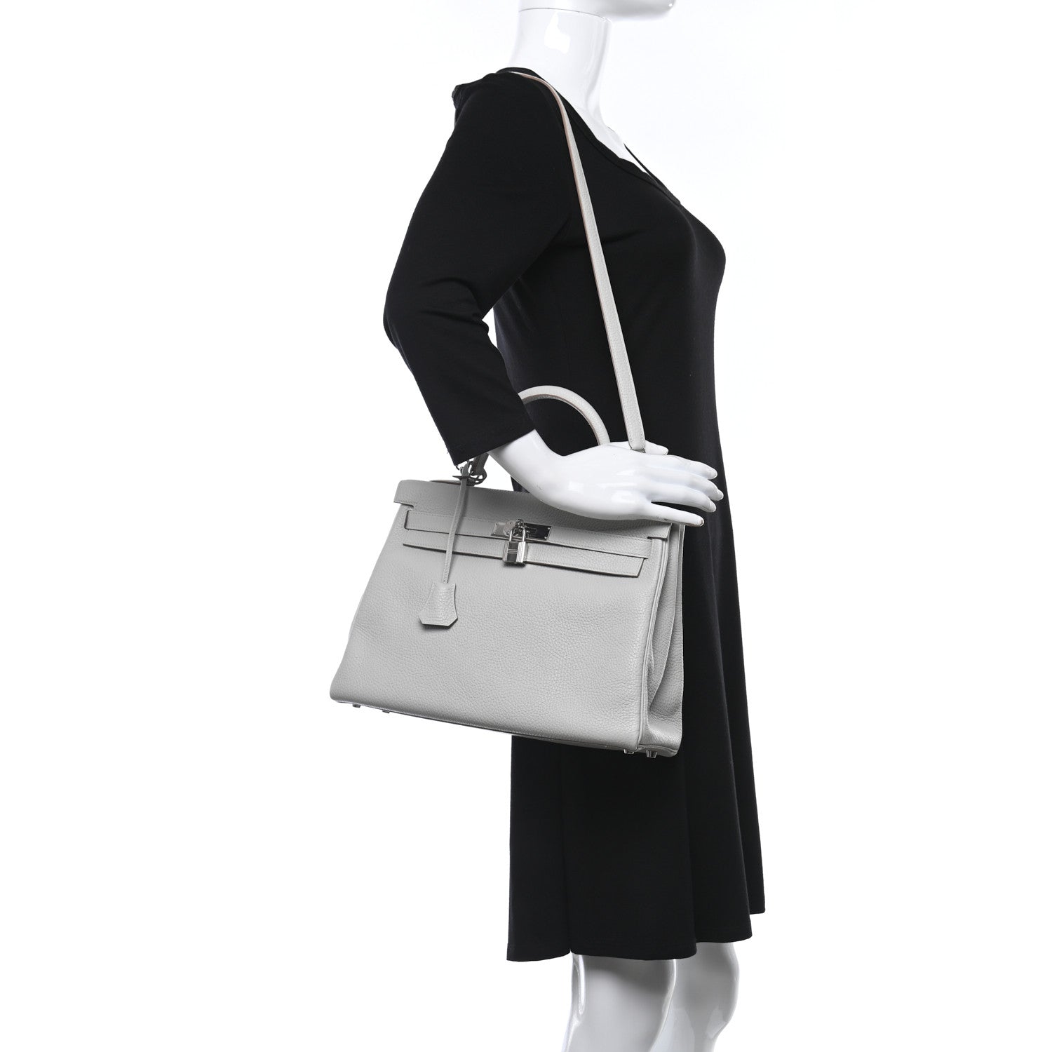 Hermes Taurillon Clemence Kelly Retourne 32 Gris Perle 2 of 11