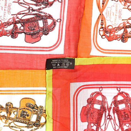 Hermes Cotton Brides de Gala Scarf 70 Rouge Garance 4 of 4