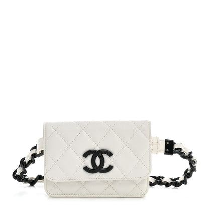 Chanel Caviar Quilted My Everything Belt Flap Card Holder White 1 of 9