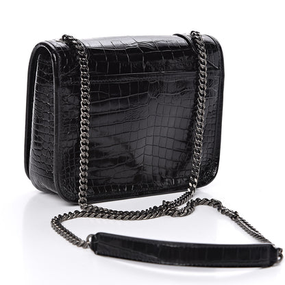 Saint Laurent Crocodile Embossed Lambskin Matelasse Monogram Niki Chain Wallet Black 3 of 10