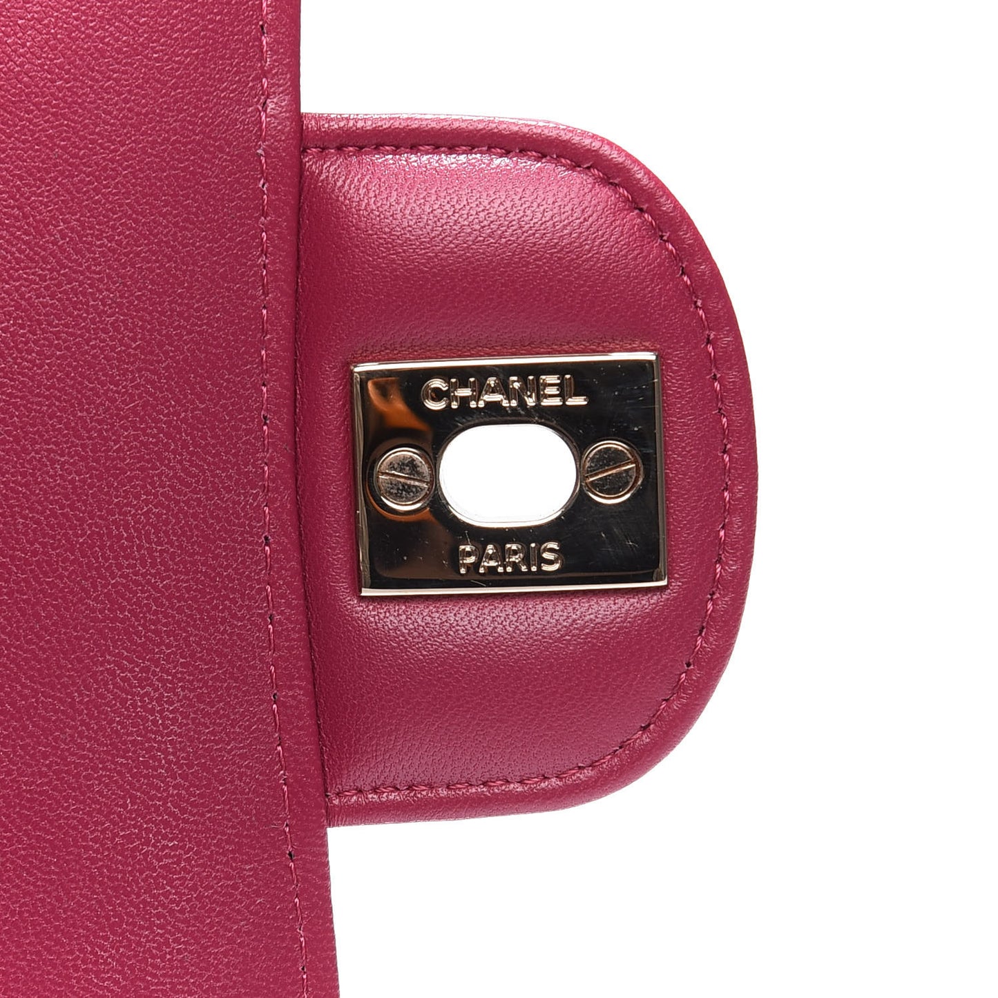 Lambskin Chevron Quilted Mini Rectangular Flap Dark Pink