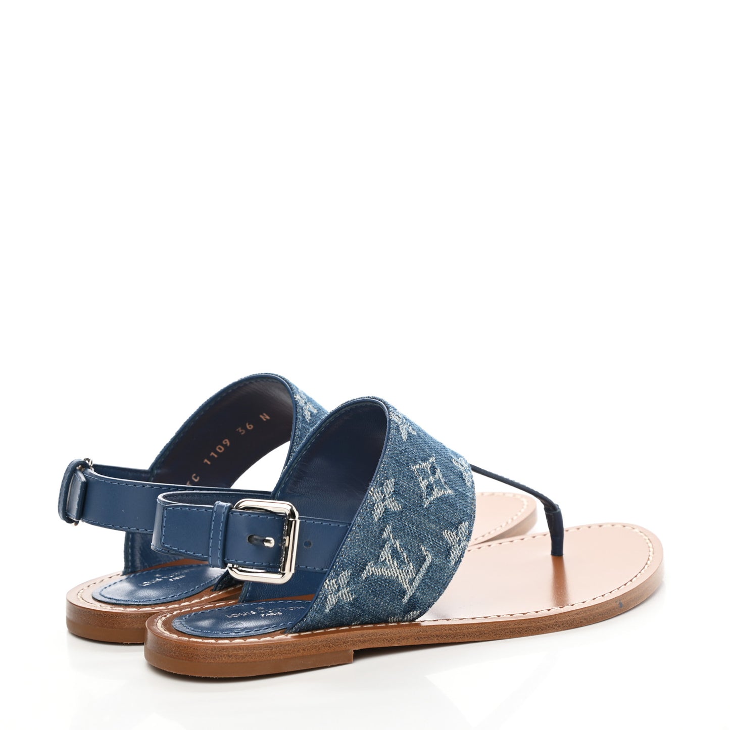 Denim Monogram Sandals 36 Blue
