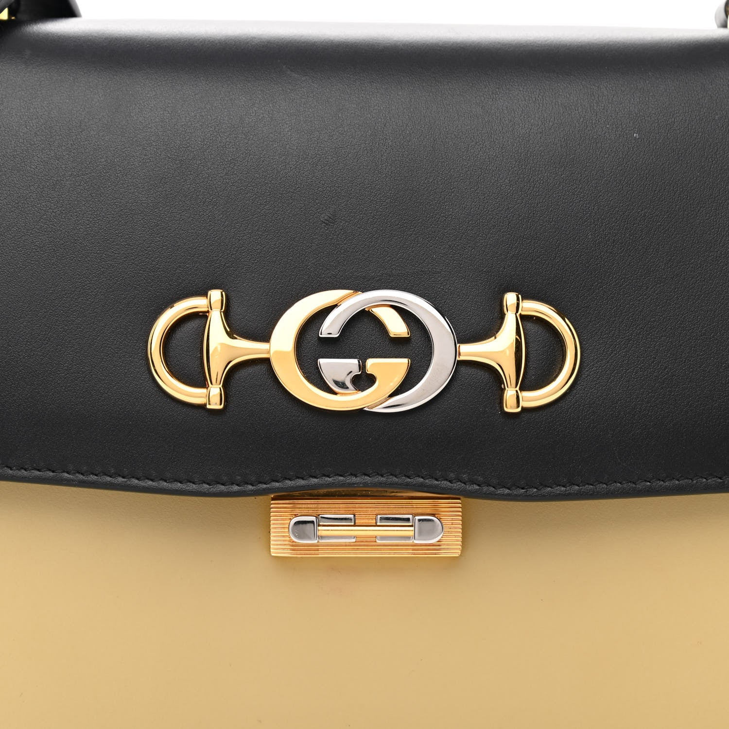 Gucci Smooth Calfskin Small Zumi Shoulder Bag Beige Black 9 of 18