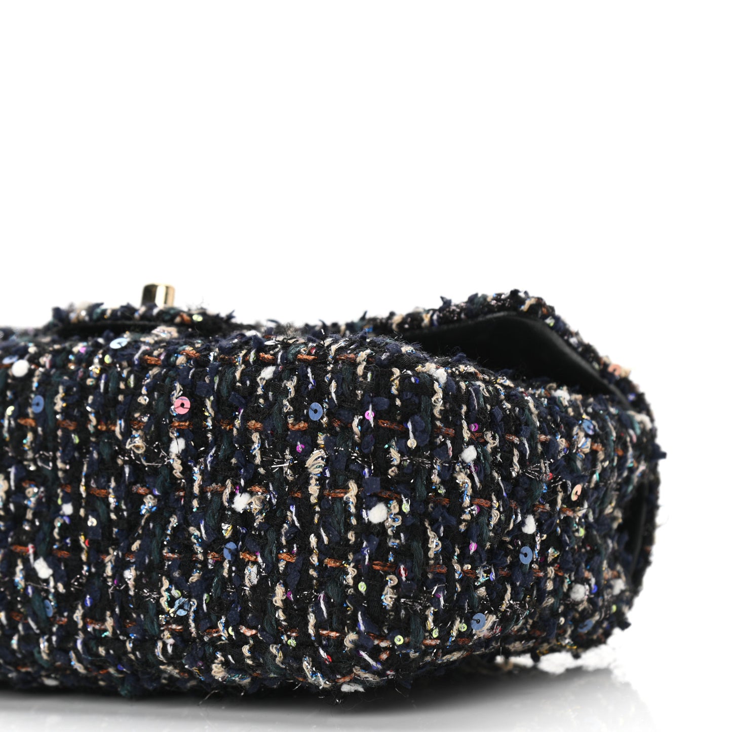 Glittered Tweed Quilted Mini Rectangular Flap Navy Blue Mulitcolor