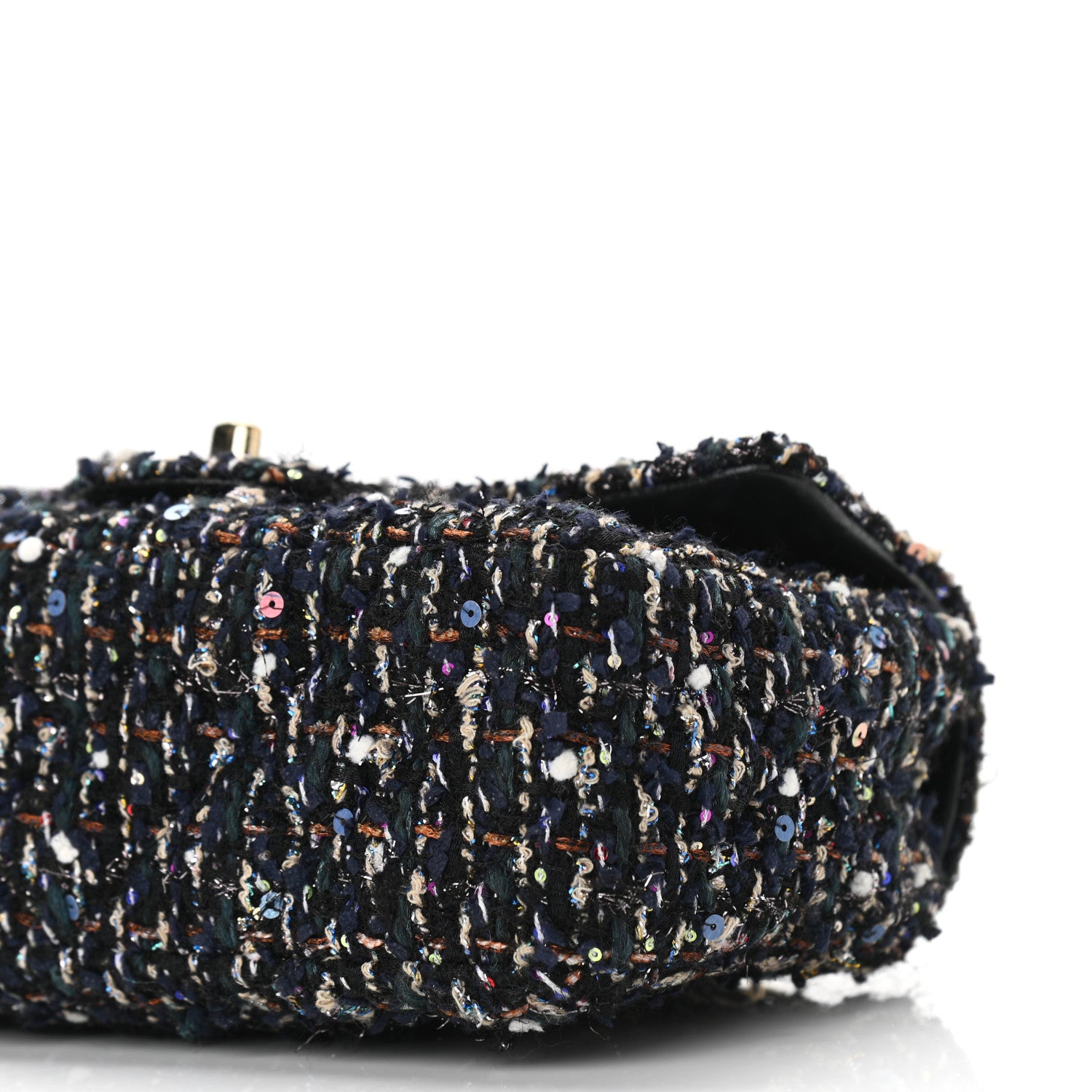 Chanel Glittered Tweed Quilted Mini Rectangular Flap Navy Blue Mulitcolor 10 of 10