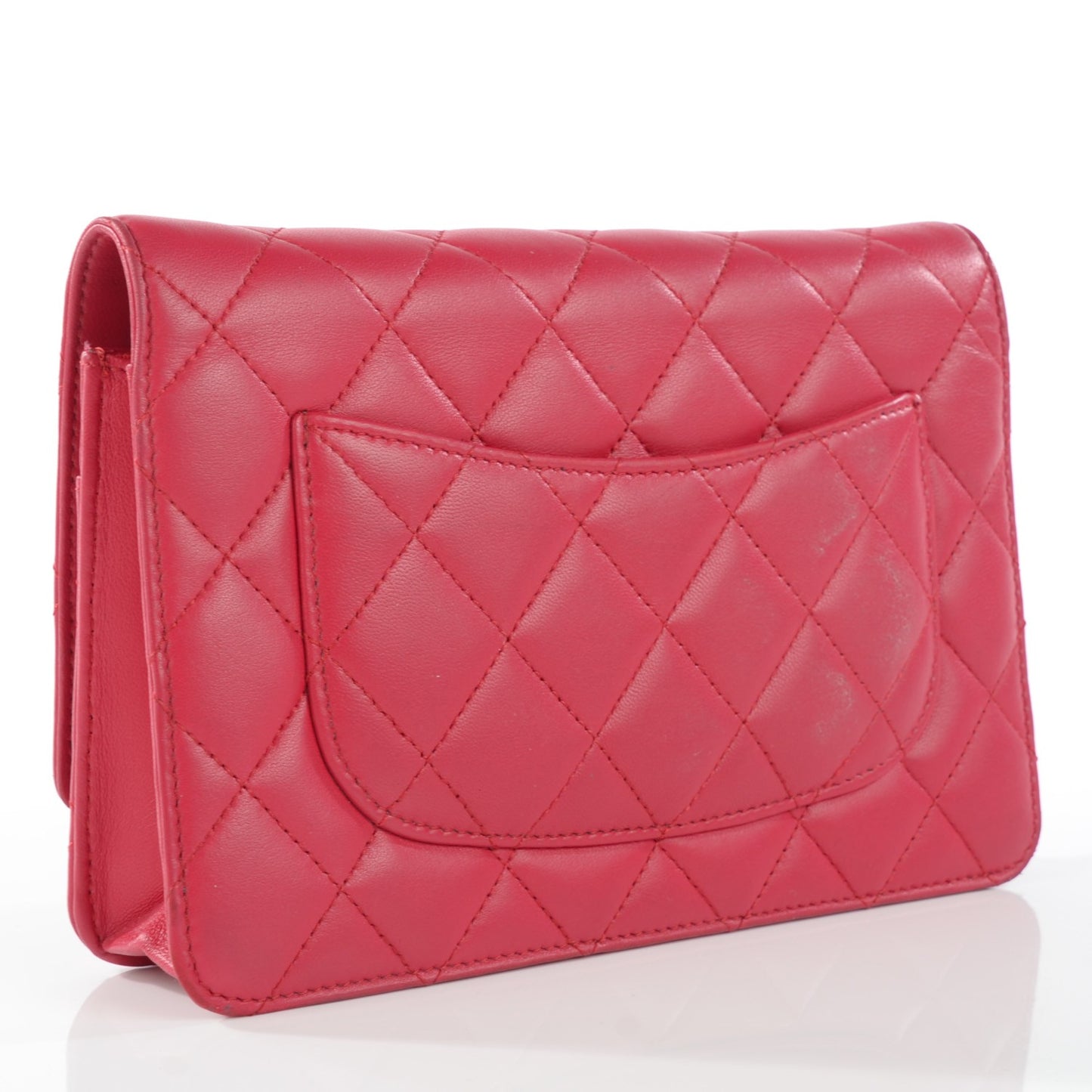 Lambskin Quilted Wallet On Chain WOC Fuchsia