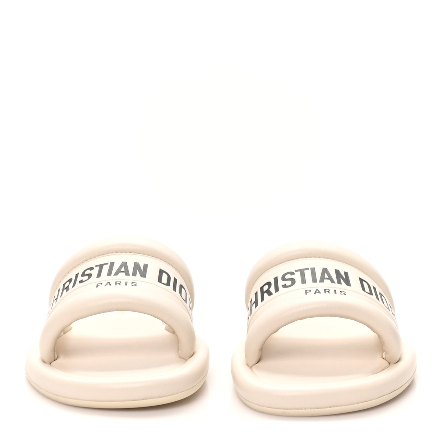 Lambskin Embossed Every-D Flat Slide Sandals 36 Off White