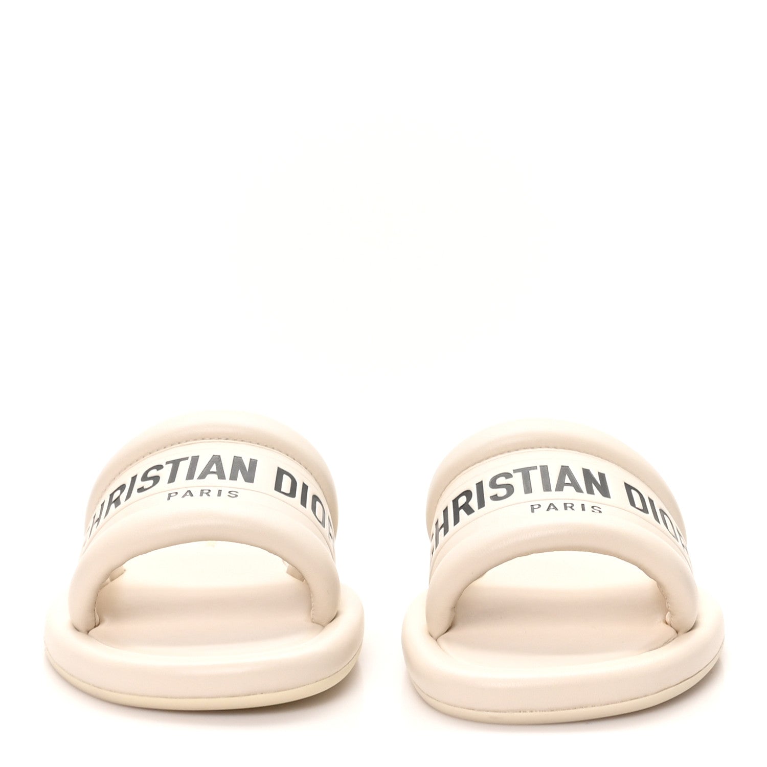 Christian Dior Lambskin Embossed Every-D Flat Slide Sandals 36 Off White 3 of 10