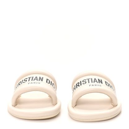 Christian Dior Lambskin Embossed Every-D Flat Slide Sandals 36 Off White 3 of 10