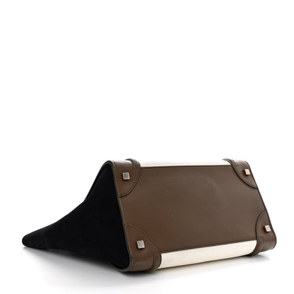Celine Textured Calfskin Suede Tri-color Mini Luggage Cream 4 of 16