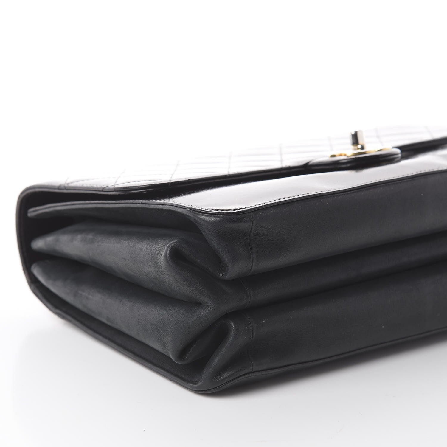 Chanel Aged Glazed Calfskin Quilted Straight Lined Flap Black 5 of 8