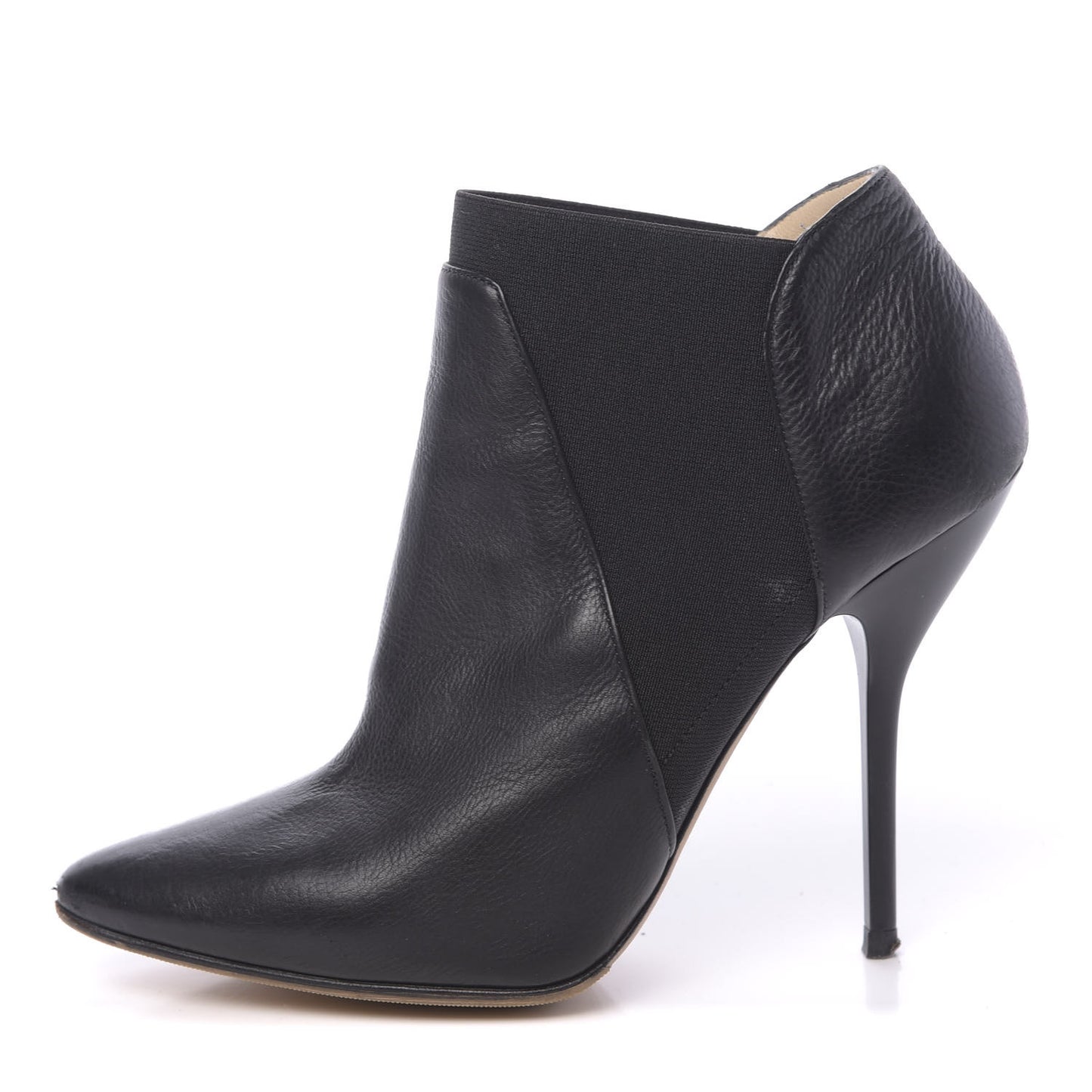 Grained Calfskin Ankle Boots 37.5 Black