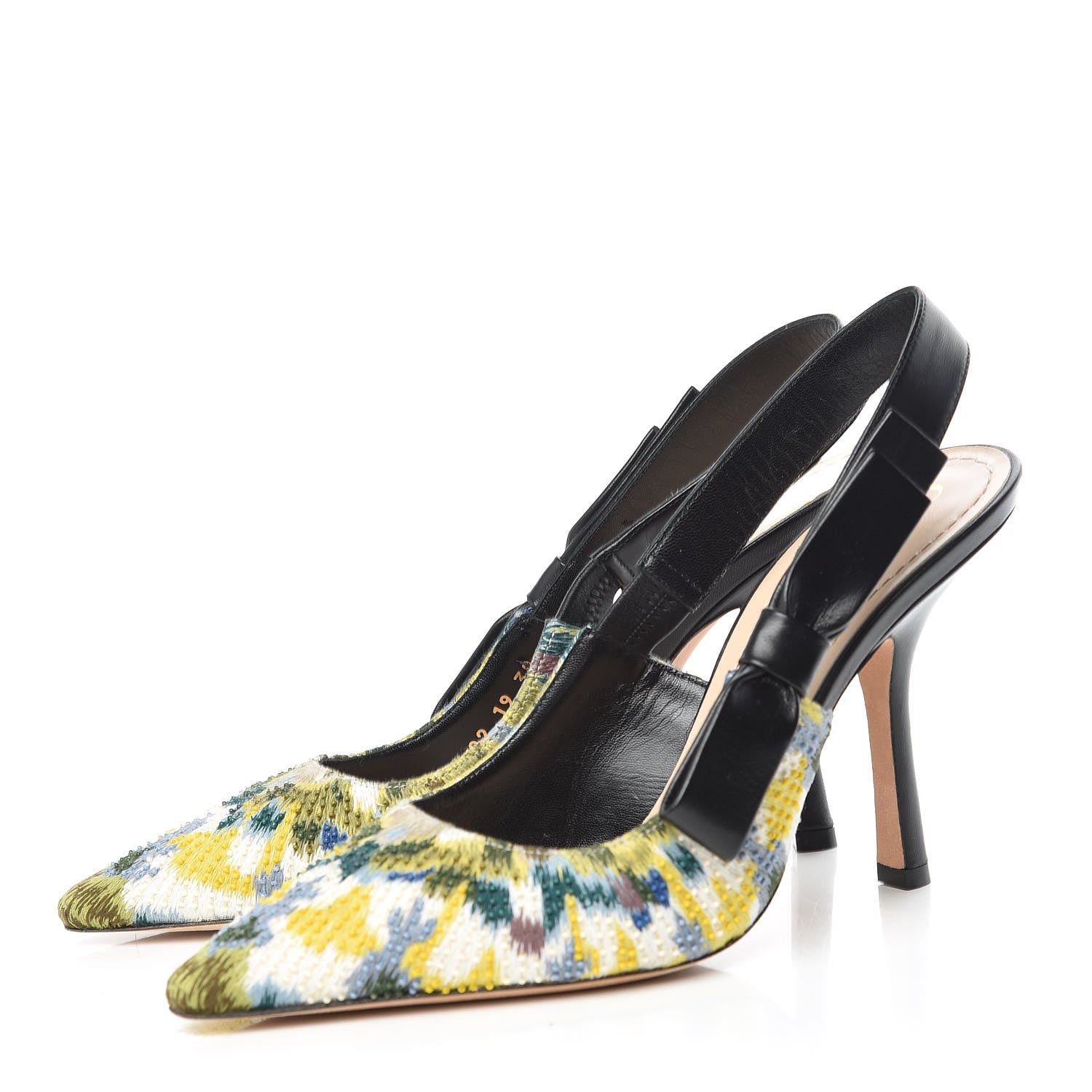Christian Dior Lambskin Embroidered KaleiDiorscope Sweet-D Slingback Pumps 39 Dusty Jade 3 of 13