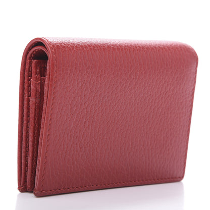 Gucci Pebbled Calfskin GG Marmont Card Case Hibiscus Red 3 of 8