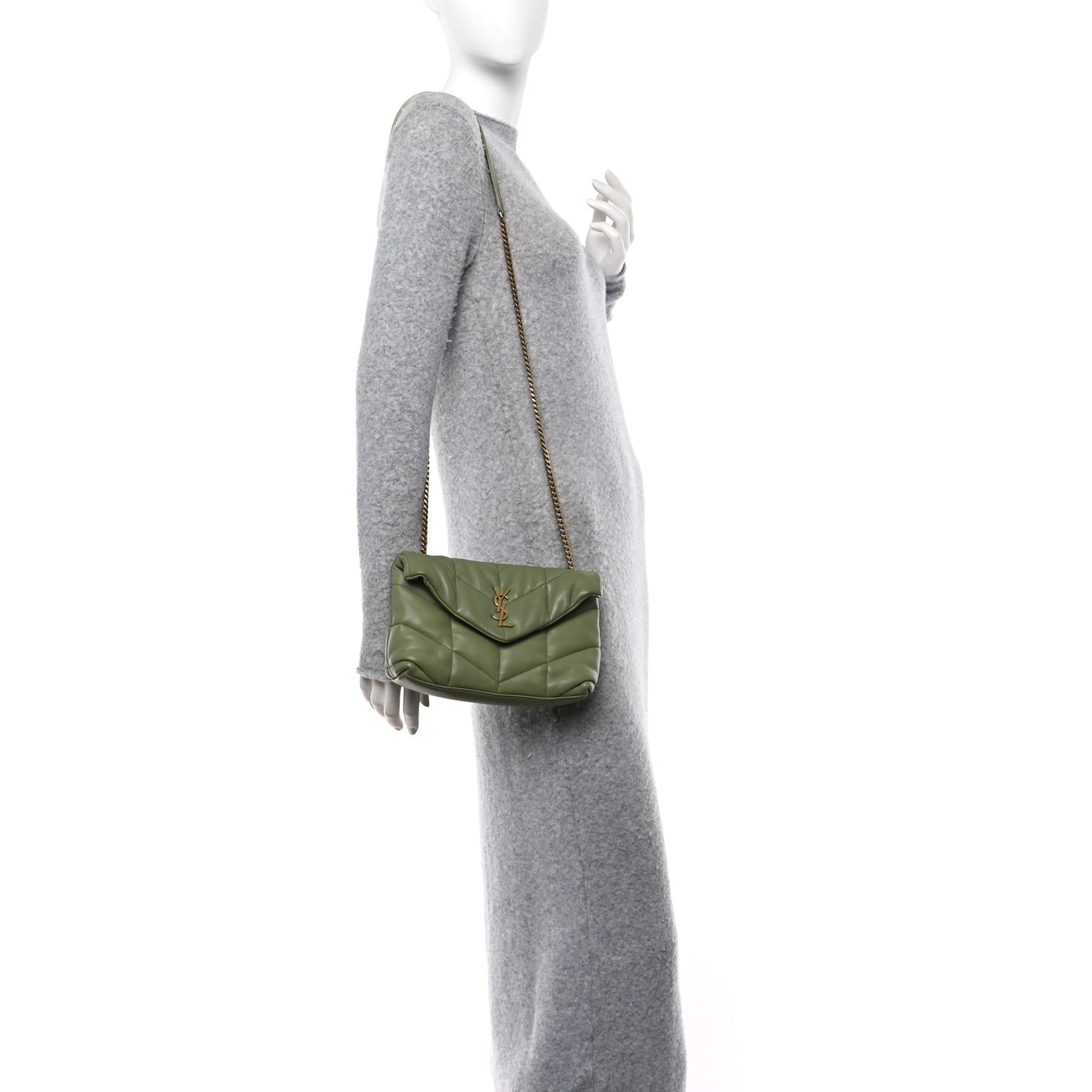 Lambskin Quilted Toy Loulou Puffer Monogram Chain Satchel Light Pistache