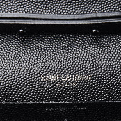 Saint Laurent Grain De Poudre Matelasse Chevron Monogram Chain Wallet Black 5 of 10