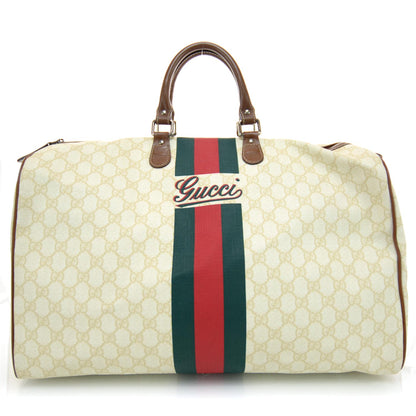 Gucci GG Plus Monogram Web Stripe Large Carry On Duffle Tan 1 of 8