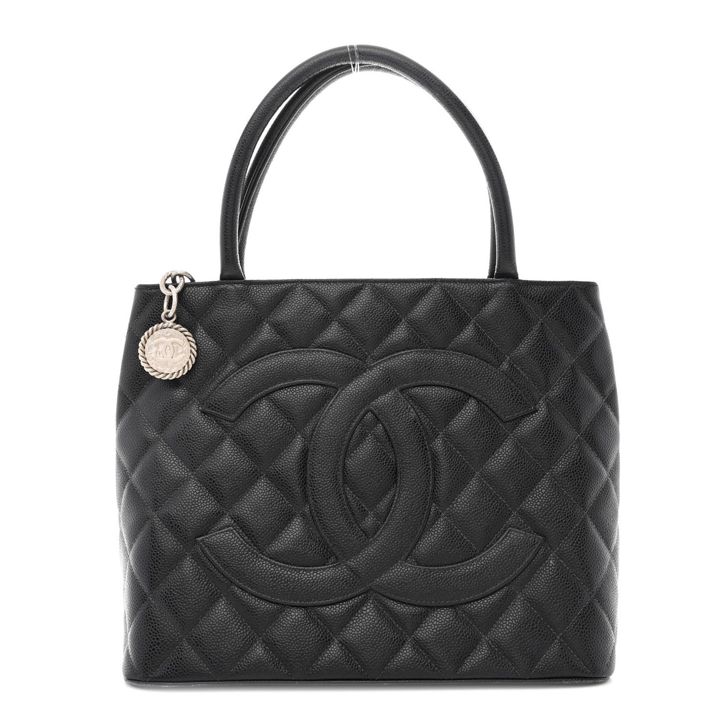 Caviar Quilted Medallion Tote Black
