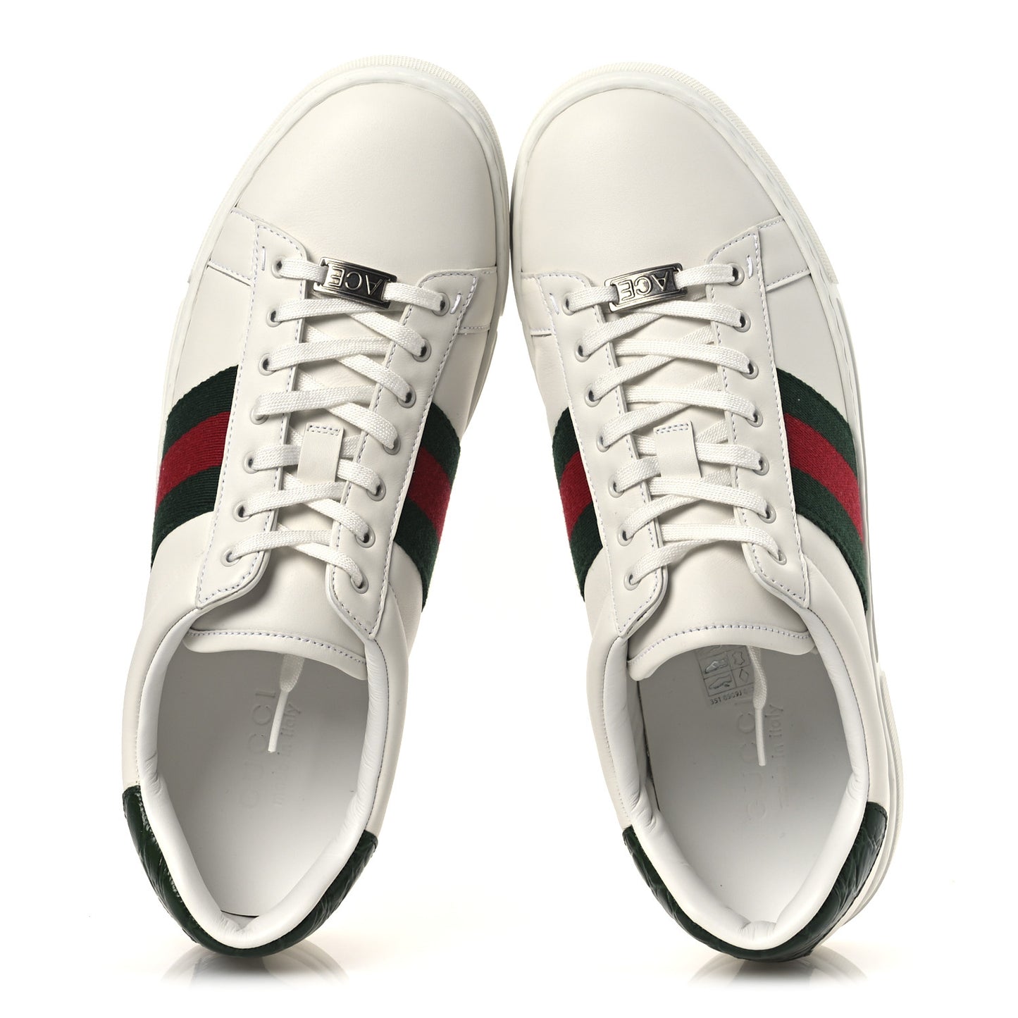 Ultralight Plume Calfskin Web Mens New Ace Sneakers 9 Green Ace