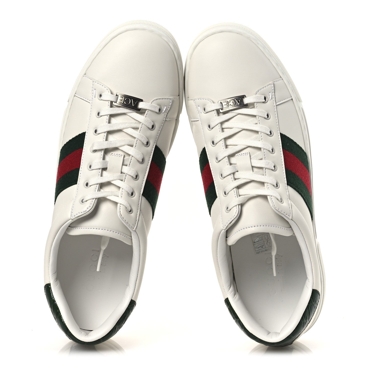 Gucci Ultralight Plume Calfskin Web Mens New Ace Sneakers 9 Green Ace 2 of 11