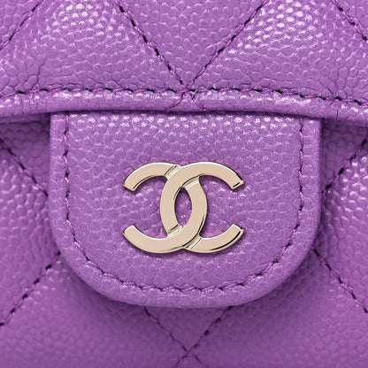 Chanel Caviar Quilted Flap Card Holder Wallet Purple 9 of 14