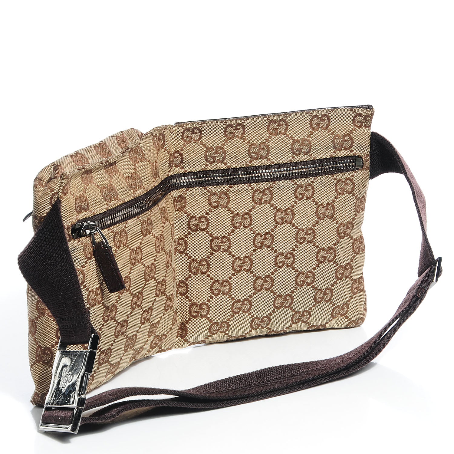 Gucci GG Monogram Double Pocket Belt Bag Dark Brown 3 of 9
