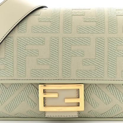 Fendi Canvas Vitello King FF Embroidered Baguette Green Tea 8 of 11