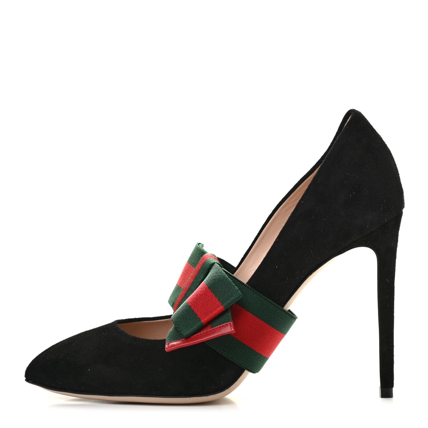 Kid Scamosciato Removable Web Bow High Heel Pumps 39 Black