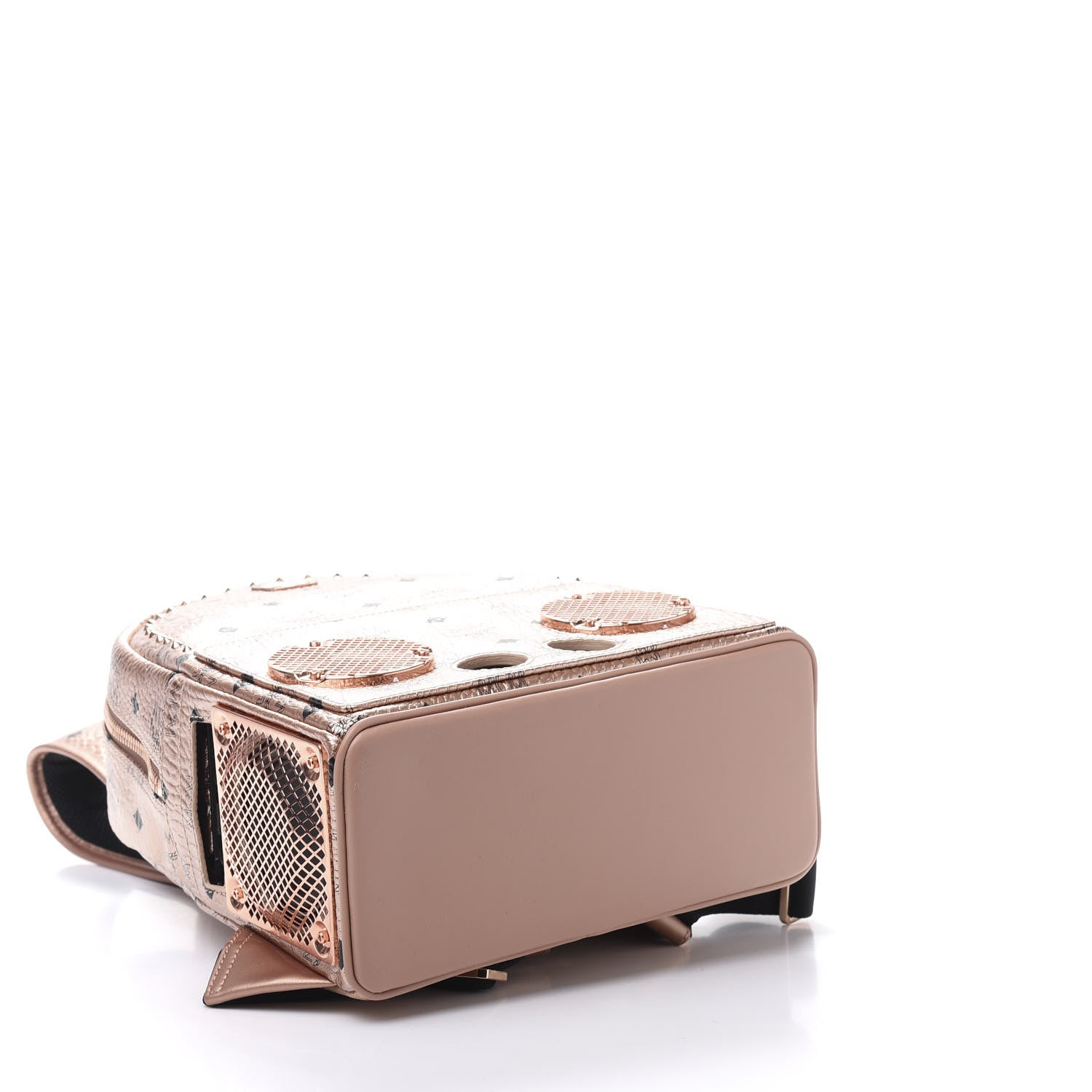 MCM Metallic X Wizpak Visetos Studded Sound System Speaker Backpack Champagne Gold 4 of 14