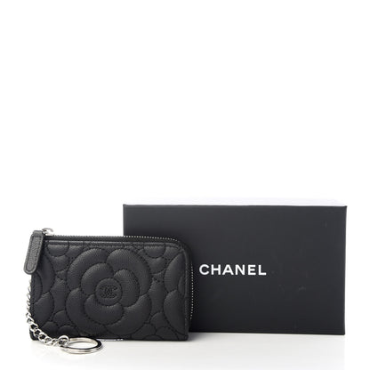 Chanel Caviar Camellia Embossed Key Holder Case Black 8 of 8