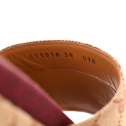Gucci Canvas GG Monogram Angelina Platform Slide Sandals 38 Beige Ruggine 9 of 10