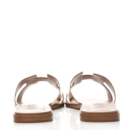 Hermes Metallic Calfskin Oran Sandals 38 Rose Dore 7 of 11