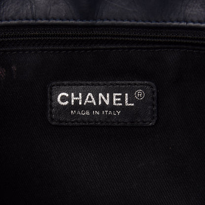 Chanel Washed Lambskin Quilted Studded CC Flap Blue Black 8 of 13