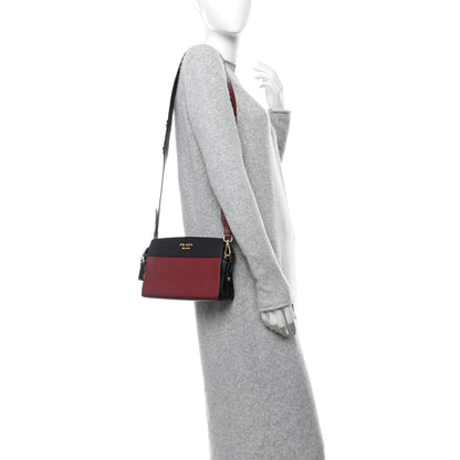 Prada Saffiano Soft Calfskin Bandoliera Bag Fuoco Black 2 of 10