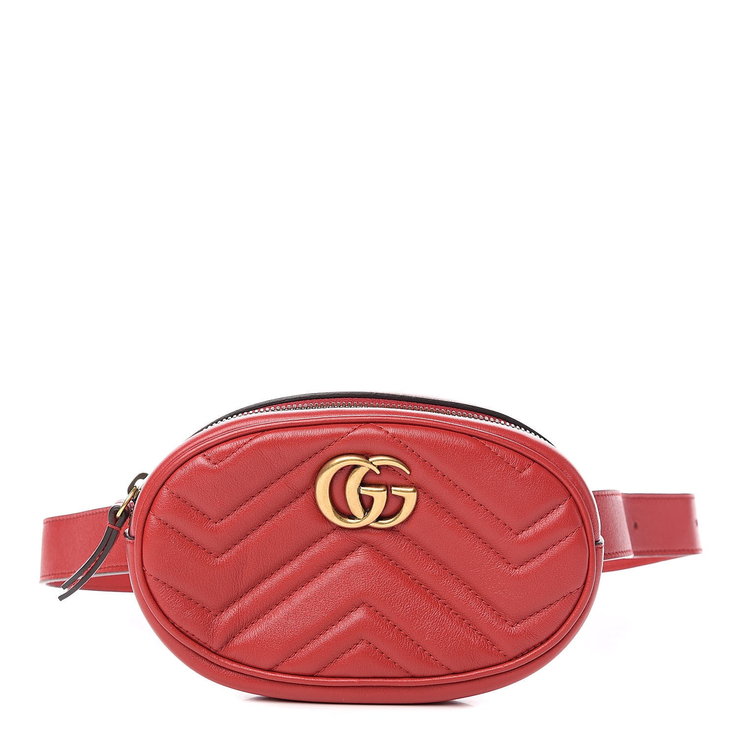 Gucci Calfskin Matelasse GG Marmont Belt Bag 85 34 Hibiscus Red 1 of 11