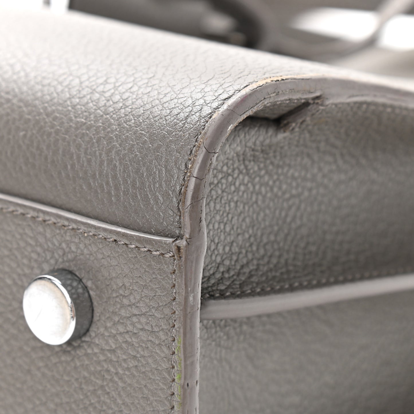 Grained Calfskin Small Sac De Jour Grey