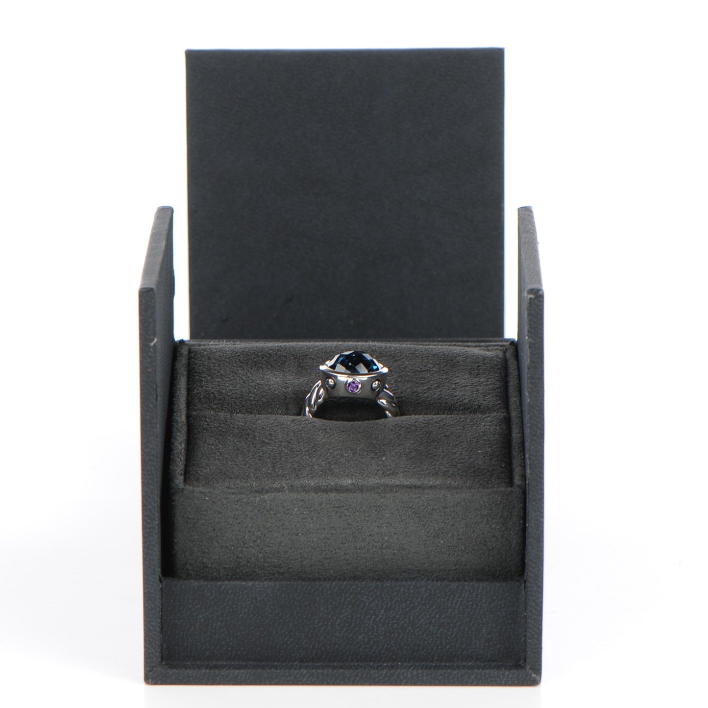 Sterling Silver Blue Topaz Amethyst 11mm Renaissance Ring 49 5