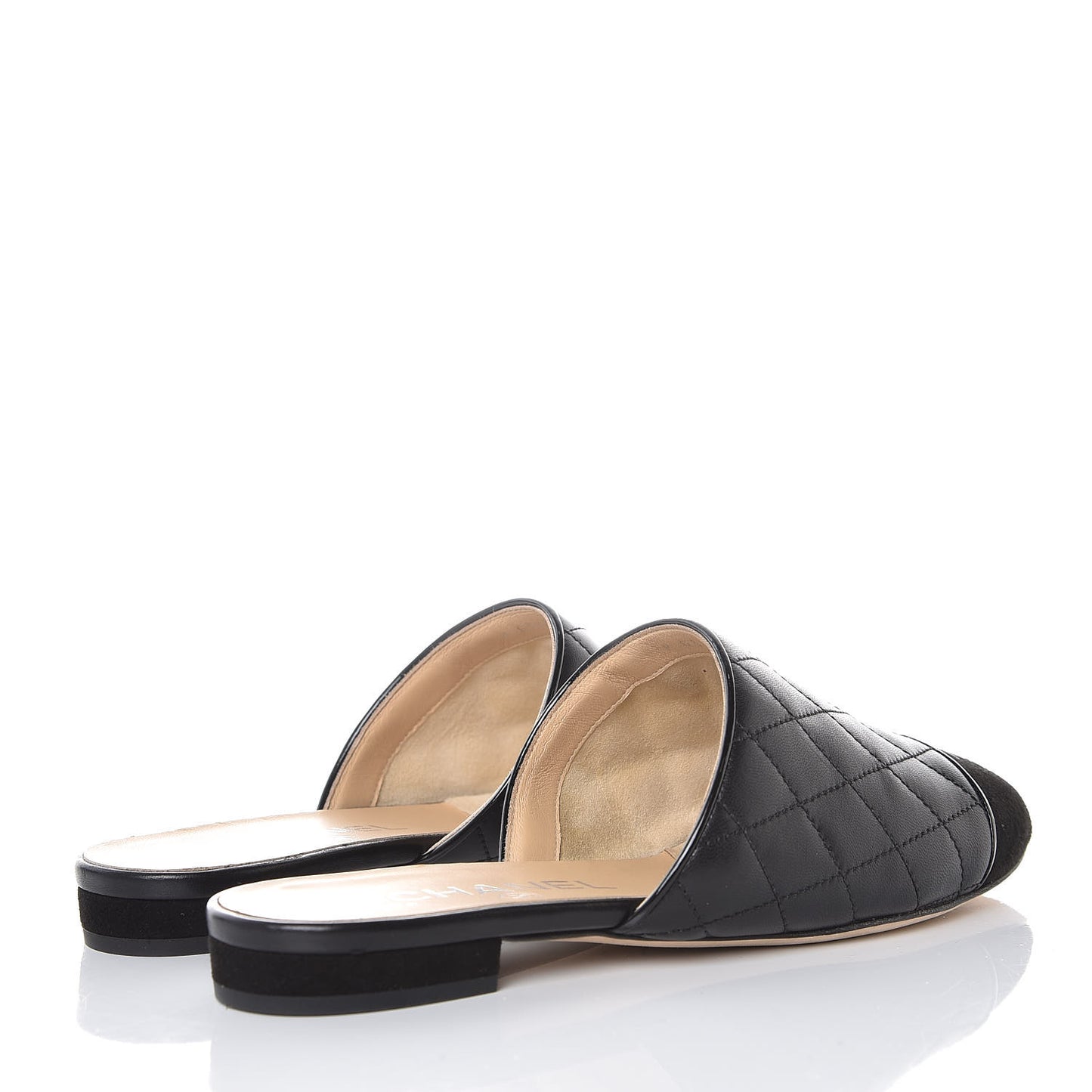 Lambskin Suede Quilted Mules 35 Black