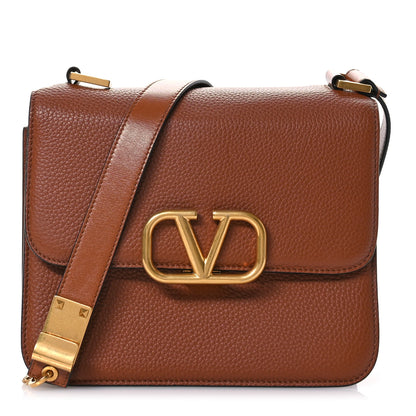 Valentino Garavani Grained Calfskin Large VSling Shoulder Bag Saddle Brown 1 of 9