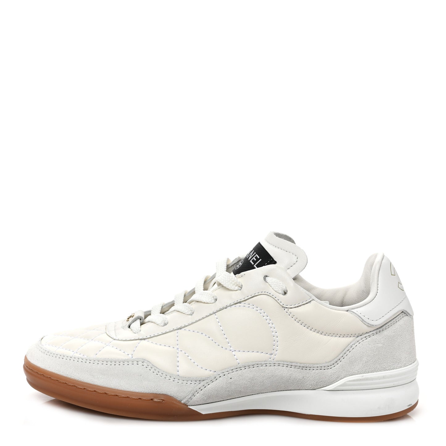 Suede Calfskin Quilted Sneakers 36 White