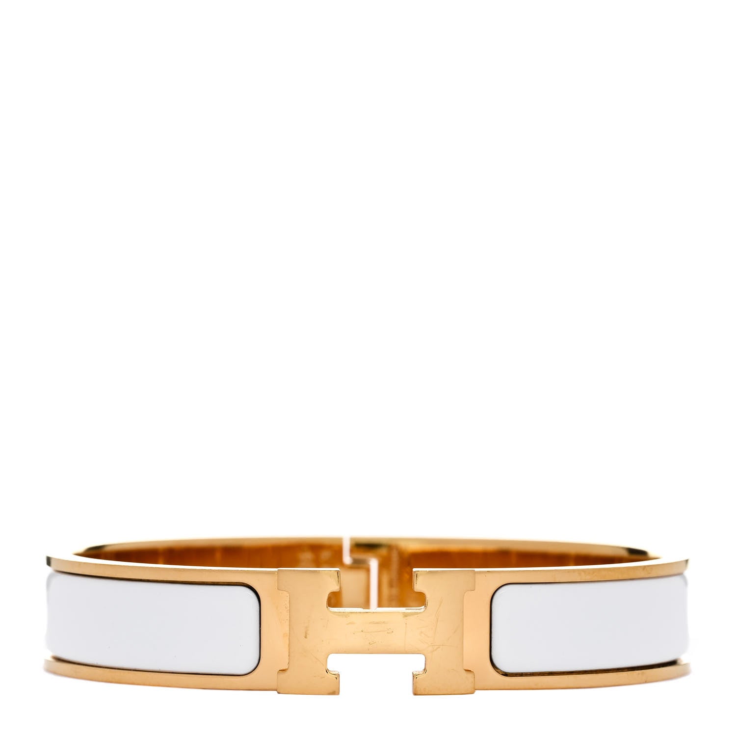 Hermes Enamel Narrow Clic Clac H Bracelet GM White 1 of 5