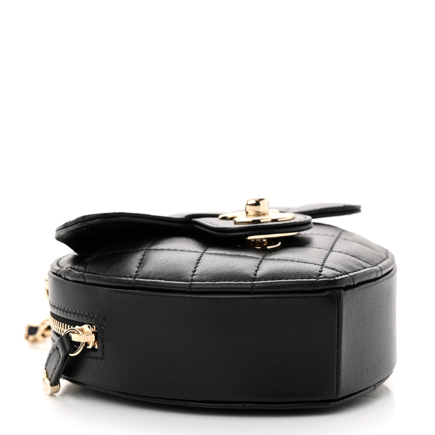 Lambskin Quilted CC In Love Heart Clutch With Chain Black