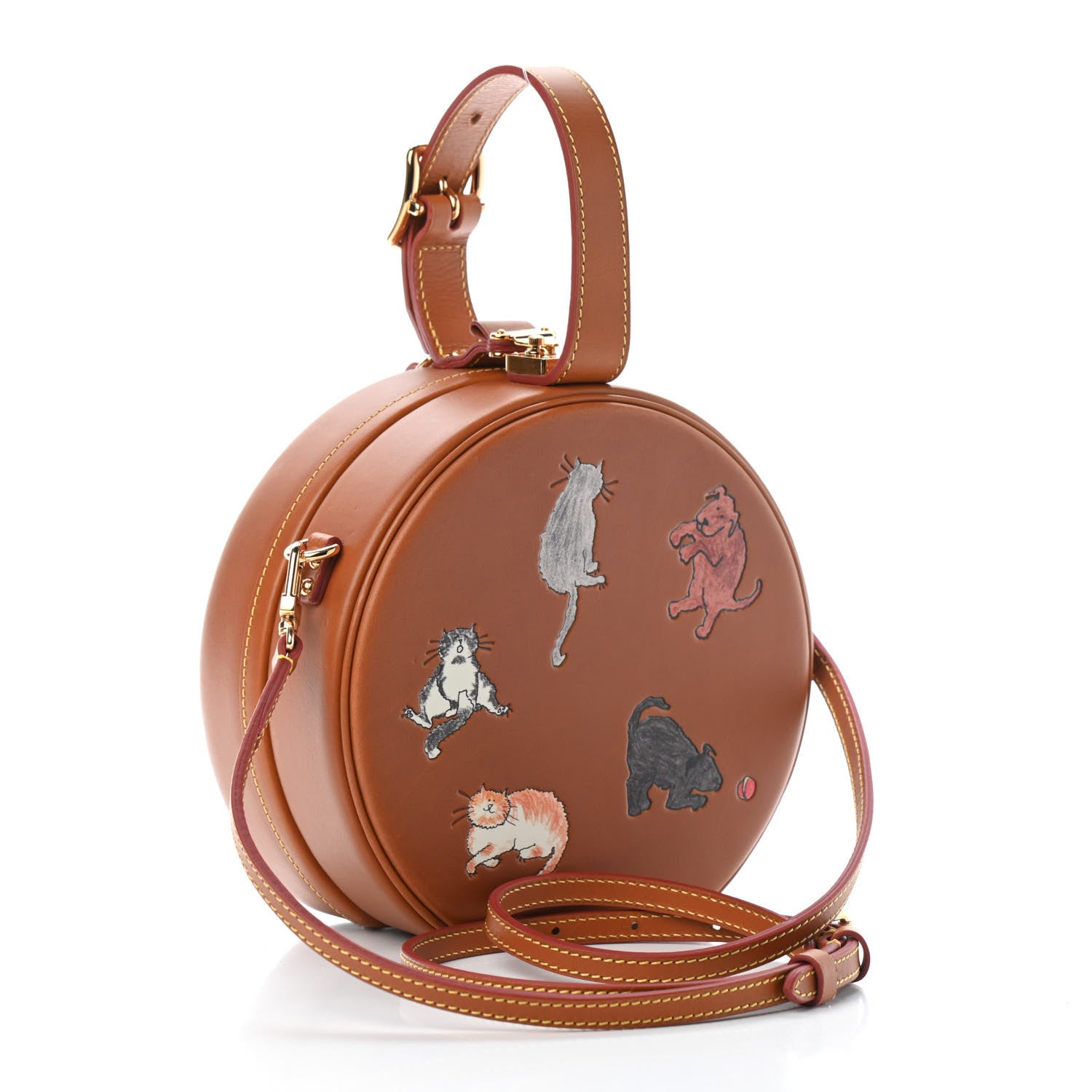 Louis Vuitton Calfskin Catogram Petite Boite Chapeau Tan 4 of 9