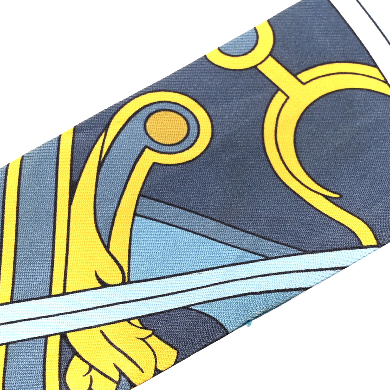 Hermes Silk Washington's Carriage Detail Twilly Gris Bleu Jean Jaune 7 of 7