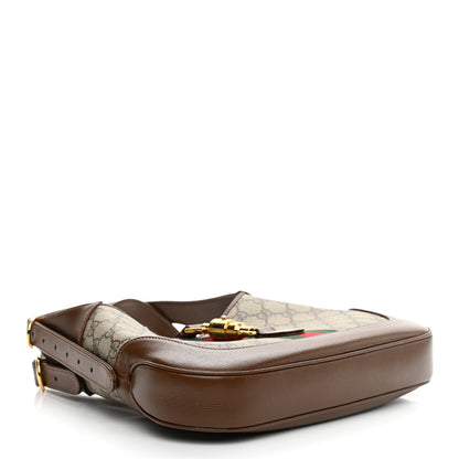 Gucci GG Supreme Monogram Azalea Calfskin Web Small Jackie 1961 Hobo Beige Ebony Brown Sugar 4 of 9