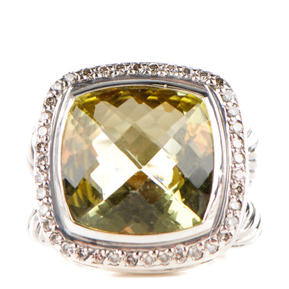 David Yurman Sterling Silver 18K White Gold Diamond Lemon Quartz 14mm Albion Ring 47 4 1 of 6